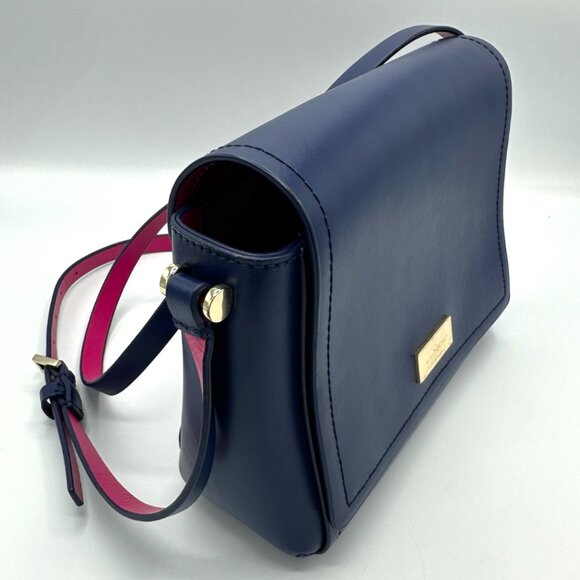 💰 EUC Kate Spade Avva Arbour Hill Smooth Leather Flap Crossbody - Blue/Pink - Picture 7 of 16
